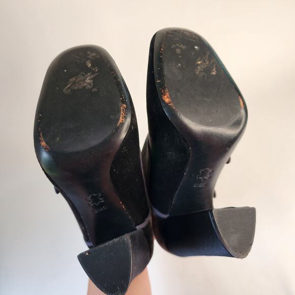 Tory Burch Carley Velvet Booties Gray Grigio Block Heel Buckle Shoes 6.5M - Picture 6 of 6